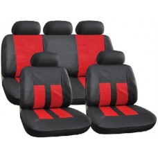 Black And Red  Leather Look Seat Cover Set