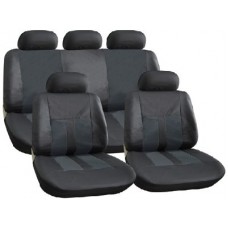 All Black  Leather Look Seat Cover Set 