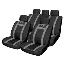 Leather Look Sports Style Seat Cover Set  Black/Grey