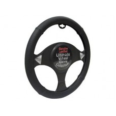 Leather All Black Steering Wheel Glove
